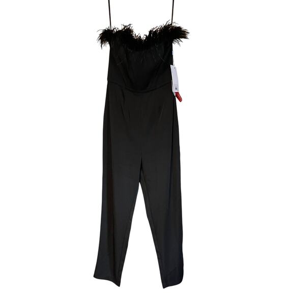 Mac Duggal NEW Size 2 68146 Black Feather Neck Sleeveless Strapless Jumpsuit NWT - Picture 8 of 9